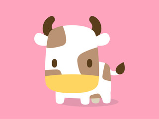 牛のイラスト　ピンク