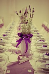 table set for wedding black white