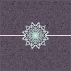 Decoration ribbon with flower on seamless pattern background. Gr