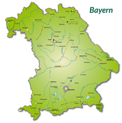 Landkarte von Bayern als Inselkarte
