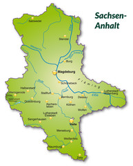 Landkarte von Sachsen-Anhalt als Inselkarte