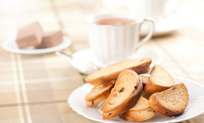 tasty rusks on a plate