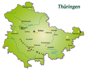 Landkarte von Thüringen als Inselkarte