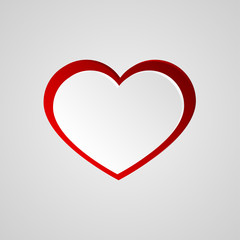 White heart with red stroke