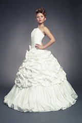 Girl princess in white ball gown