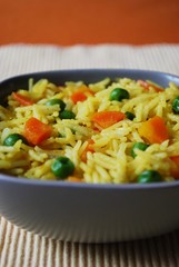 Basmati rice with vegetables and curry