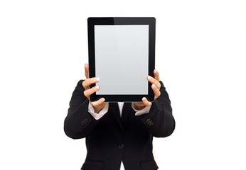 Executive Showing Digital Tablet with Blank Screen