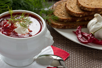 Ukrainian national red borsch with herbs & spice