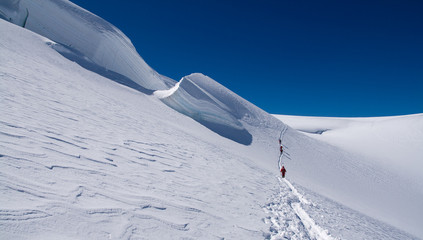 Cordate di alpinisti sul Monte Rosa
