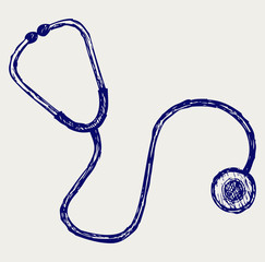Doctor's stethoscope. Doodle style