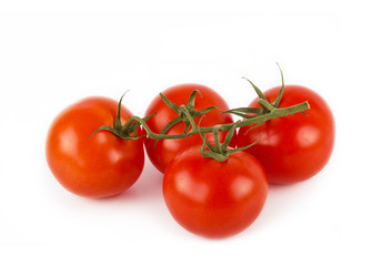 Tomato vegetable cuts on white background