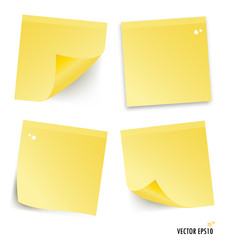 Yellow stick note isolated on white background, vector illustrat