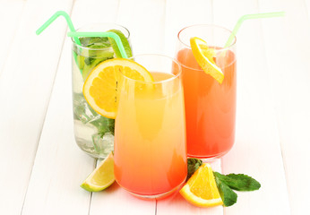 Three cocktails on white background