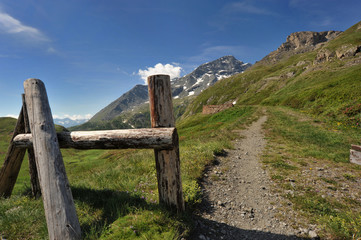 Fence and trail in mountain