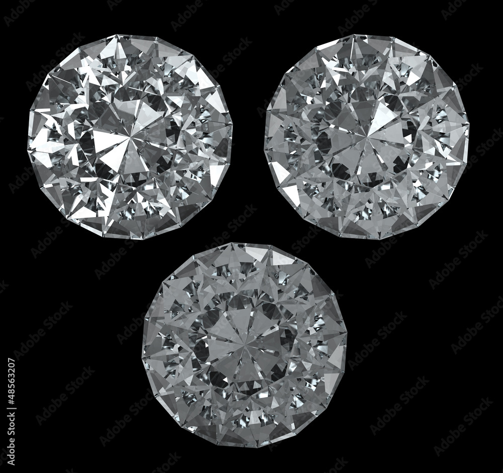 Poster set of diamonds on black bg - isolated with clipping path