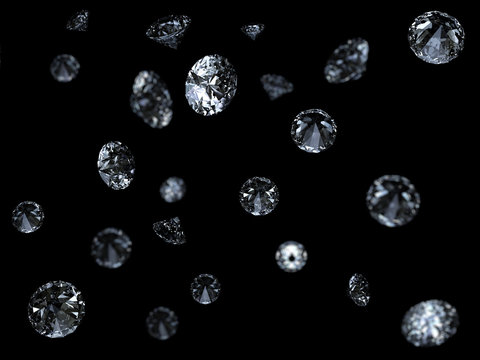 Fallind Diamonds On Black Background