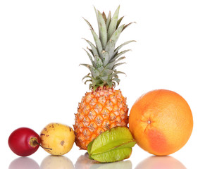 Composition of exotic fruits isolated on white