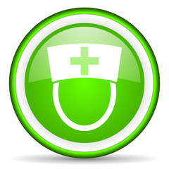nurse green glossy icon on white background