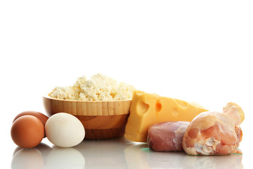 food with protein, isolated on white