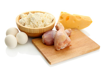 food with protein, isolated on white