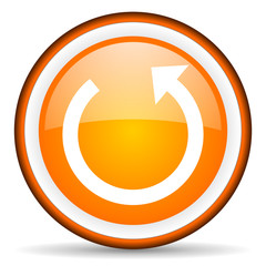 rotate orange glossy icon on white background