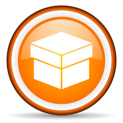 box orange glossy icon on white background