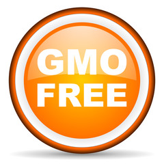 gmo free orange glossy icon on white background