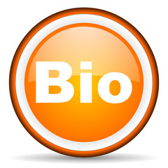 bio orange glossy icon on white background