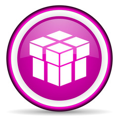box violet glossy icon on white background