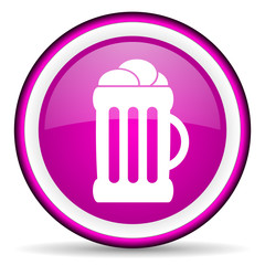 beer violet glossy icon on white background