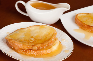 Delicious toast with honey