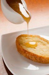 Delicious toast with honey