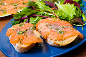 Sandwich with gravlax salmon