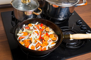 vegetables on the pan
