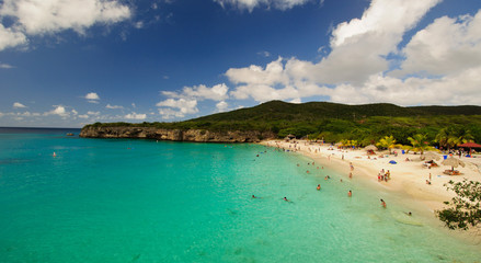 Beautiful beach with turquoise waters in the Caribbean