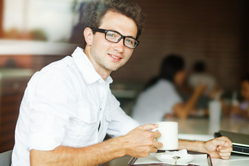 Person in cafe