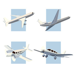 Set of simple icon of aircrafts.