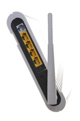 Wireless network, the router isolated on white background