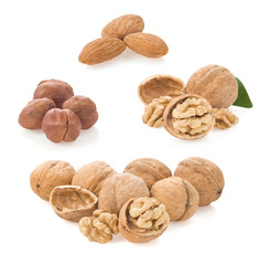 nuts in bowl isolated on white