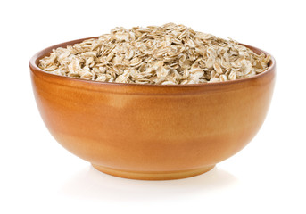 bowl of oat flake on white