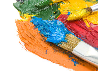 Obraz premium brush and color paints on white