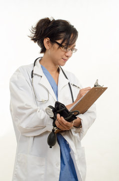 Attractive forties asian healthcare worker woman