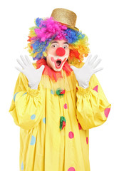 Funny clown gesturing with hands