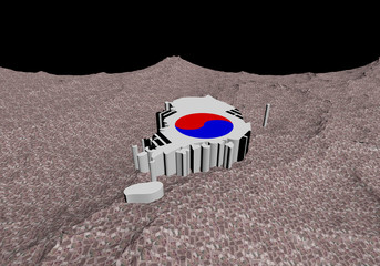 South Korea map flag in abstract ocean of Won illustration