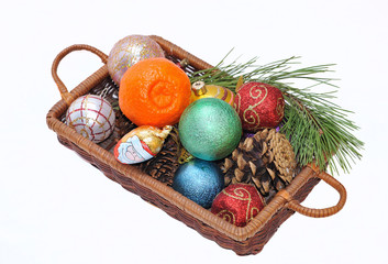 Basket with Christmas items
