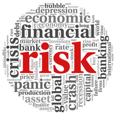 Risk in economy and finance concept on white