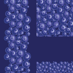 Blueberries seamless pattern background with hand drawn elements