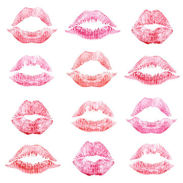 Set of lipstick kiss