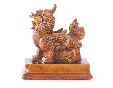 Pixiu on a white background, Chinese lucky animal mascot