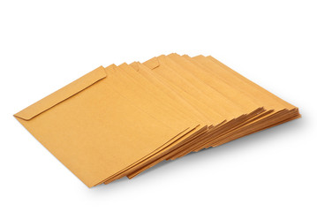 Envelope document stacks isolated on white background
